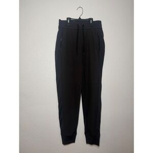Athleta Womens Black Joggers Drawstring Elastic Waist Zipper Pockets Size 2